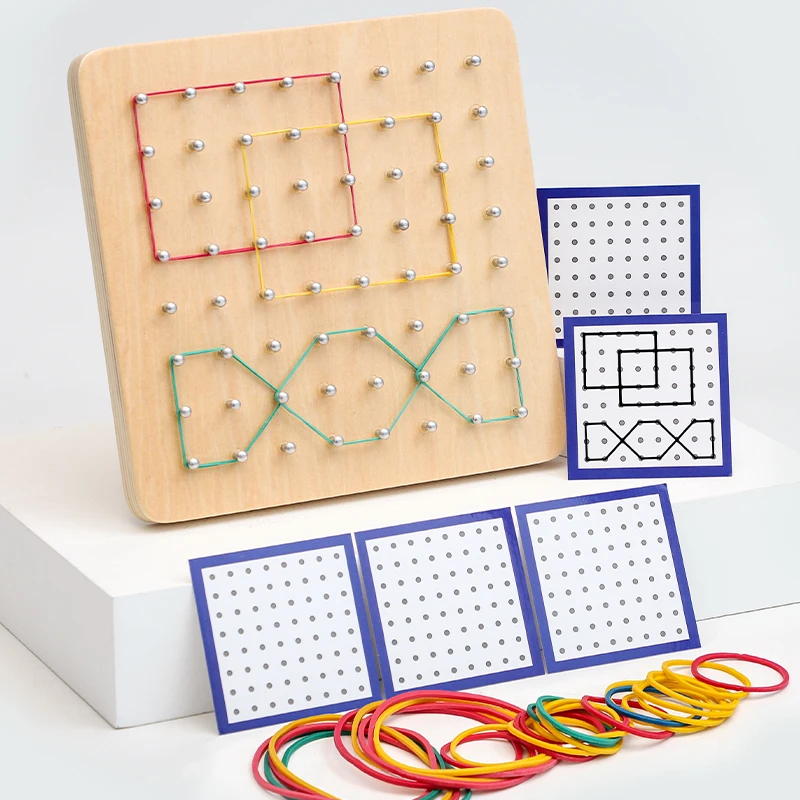 Wooden Pegboard Games Children Early Creative Jigsaw Puzzle Board Geometry Card Cognitive Teaching Aids Toys For Kids Boys Girls