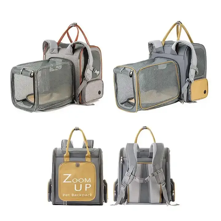 Oxford Cloth and Composite EVA Pet Travel Backpack Waterproof Mesh with SBS Zipper Self-Locking Slider Portable Cat Backpack