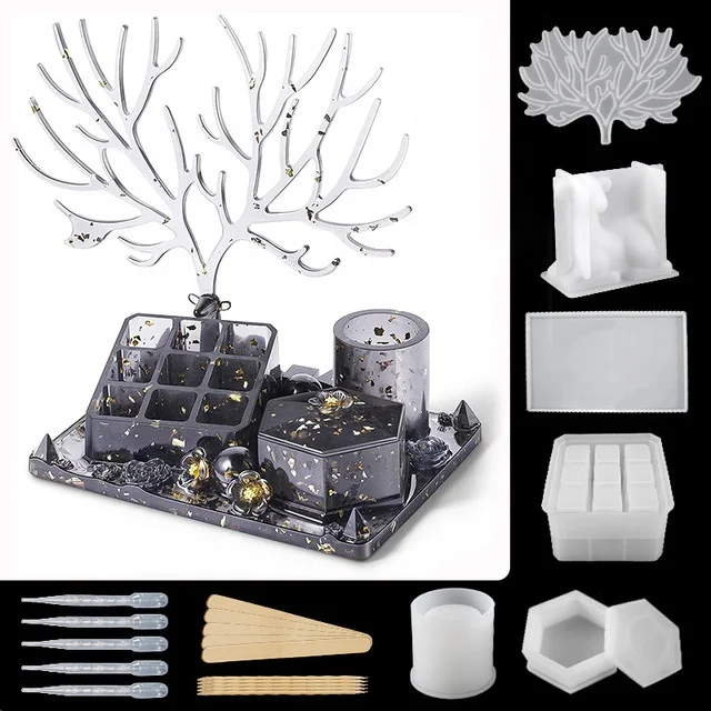 31Pcs/Set Deer With Horns Silicone Mold Jewelry Storage Rack Soft Mold UV Resin Mould Resin Craft Supplies Silicone Mold