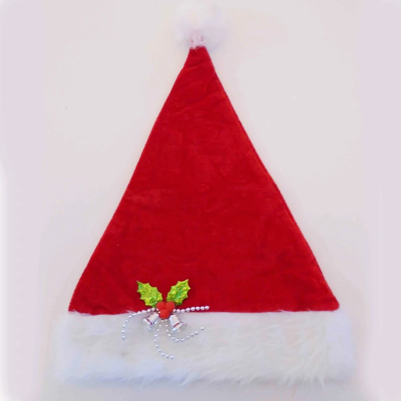 Hot sale  classical Plush felt  christmas decoration LED lighting christmas hat santa claus hat