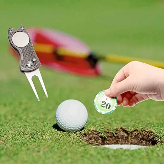 Custom divot tool golf ball marker golf divot tool hat clip poker chip pitchfork