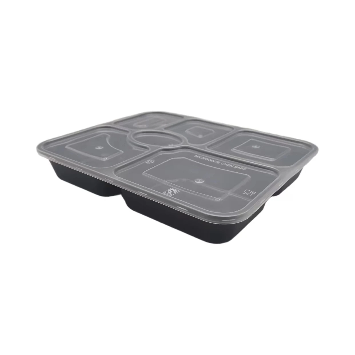 Stackable Disposable Microwaveable 6 Compartment Meal Prep Containers With clear Lids Plastic Food lunch Boxes