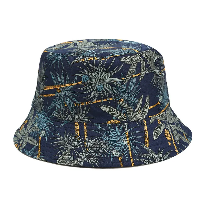 Fashion Women And Men Print Canvas Two-sided Outdoors Bucket Sun Hat Cap bucket  hip hop summer  women beach hat