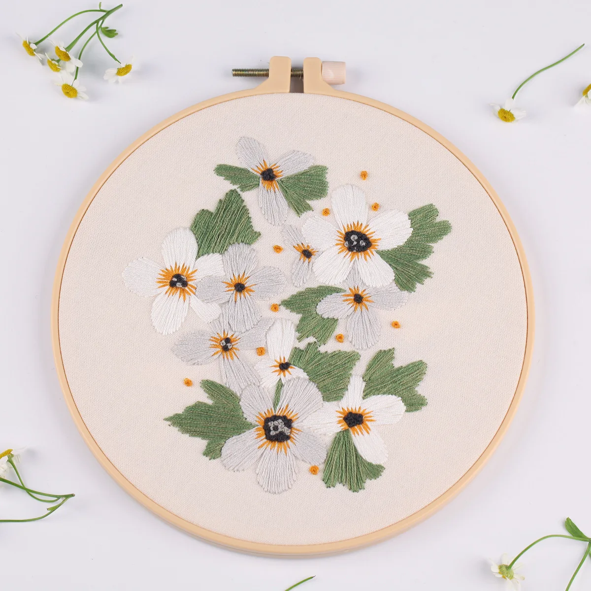 Stamped Needlepoint Counted Cross Stitch Kits Flowers Pattern Stitch Embroidery Kit for Adults Beginners