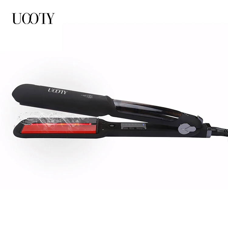 UOOTY steam hair iron 2 inch Titanium plate flat iron 450 degree infrared ionic steam hair straightener