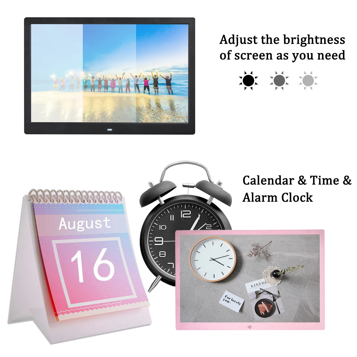 Metal Case Digital Photo Frame 15 Inch 1280x800 LED Display Electronic Photo Frame with Remote Control Support USB/SD Card