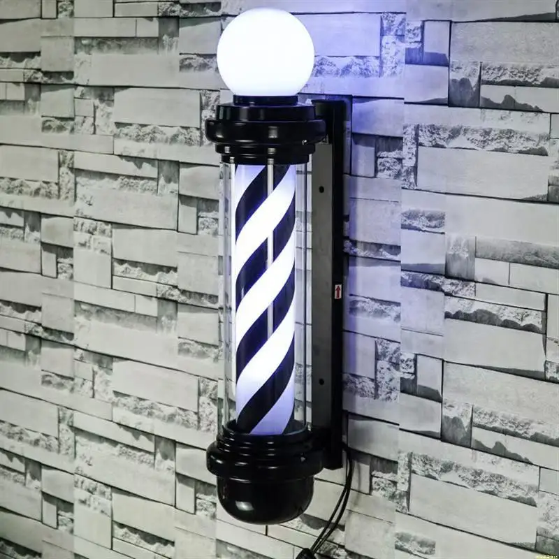 Classic Barber Pole Rotating LED Stripes Light Hair Salon Open Sign Red White Blue Waterproof Indoor Outdoor