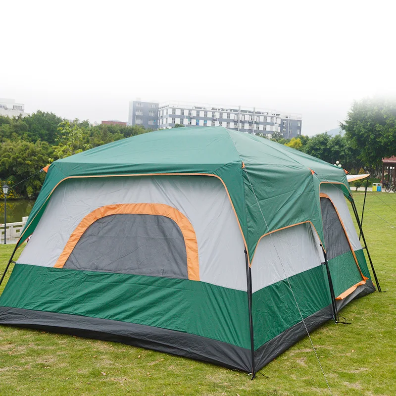 Wholesale Hot Selling Shade  Anti-mosquito Two Room Canvas Camping Tent Camping Tents 6-8 People Waterproof Outdoor Family