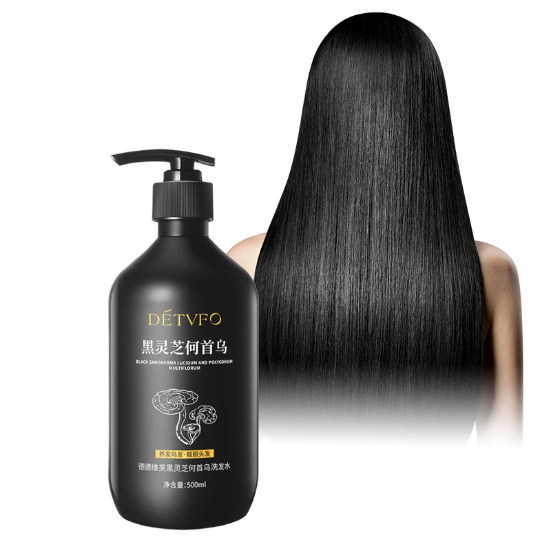 Wholesale Shampoo Nourish Scalp Black Reishi Polygonum Multiflorum Natural Anti Loss Black Hair Shampoo For Hair Growth Products