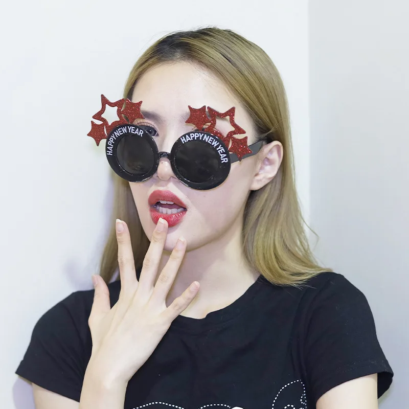 Happy New Year Pentagon Prom Glasses Happy New Year Party Funny Digital Glasses