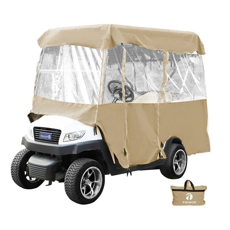 Wholesale Hot Selling 4 Person Golf Cart Driving Enclosure Cover 4-Sided Transparent Window Durable Golf Cart Rain Cover