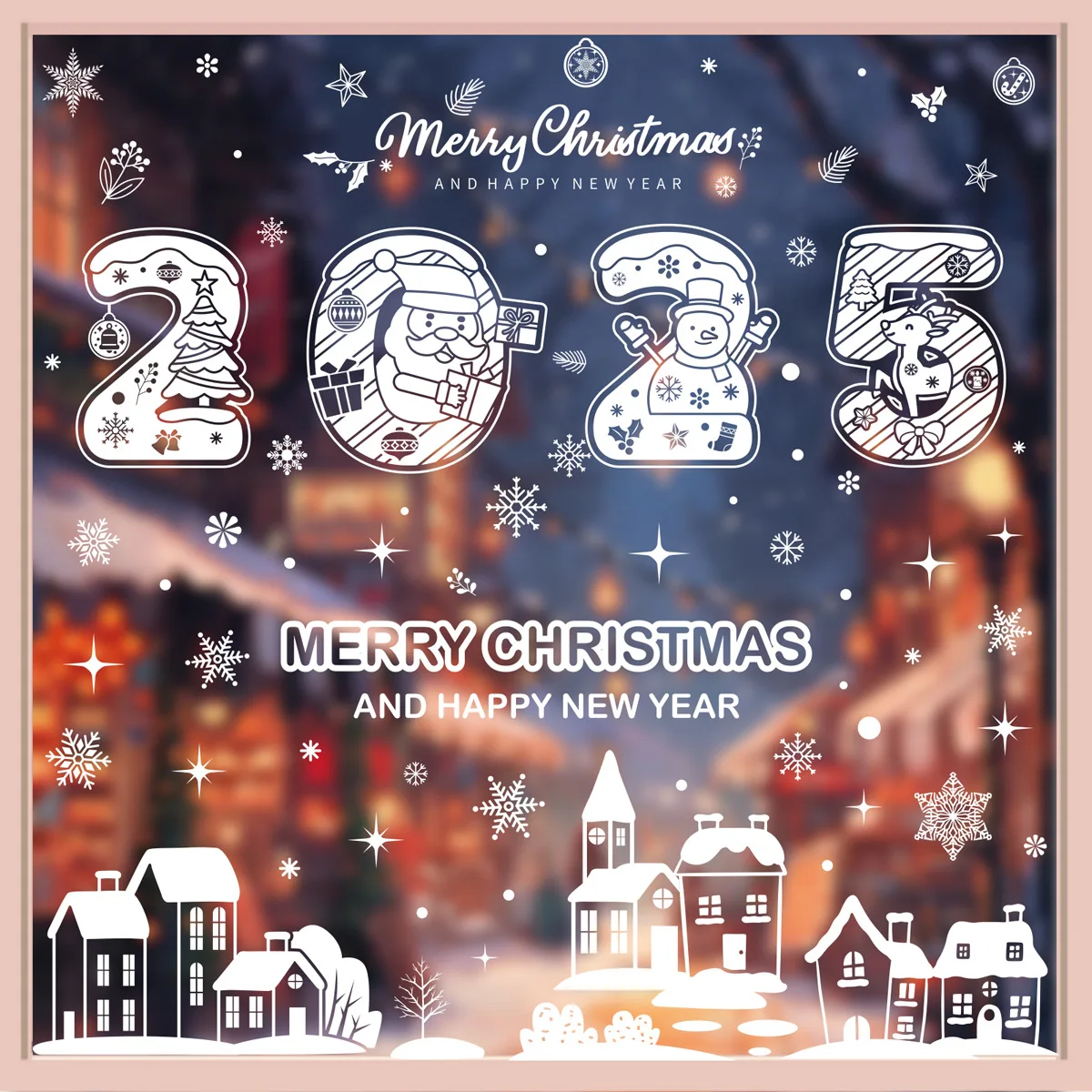 2025 Christmas Window Stickers Santa Claus Window Stickers in Stock Glass Film Christmas Window Glass Sticker