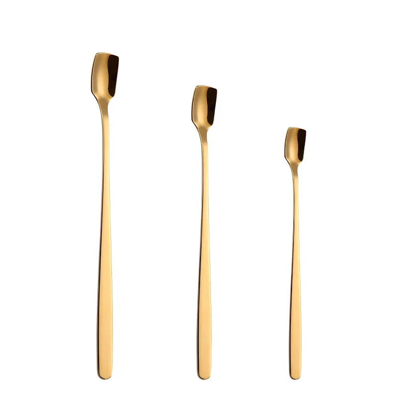 Colorful High-grade Stainless steel coach Teaspoon Long handle Dessert ice cream Coffee spoon Cocktail Stirring L29