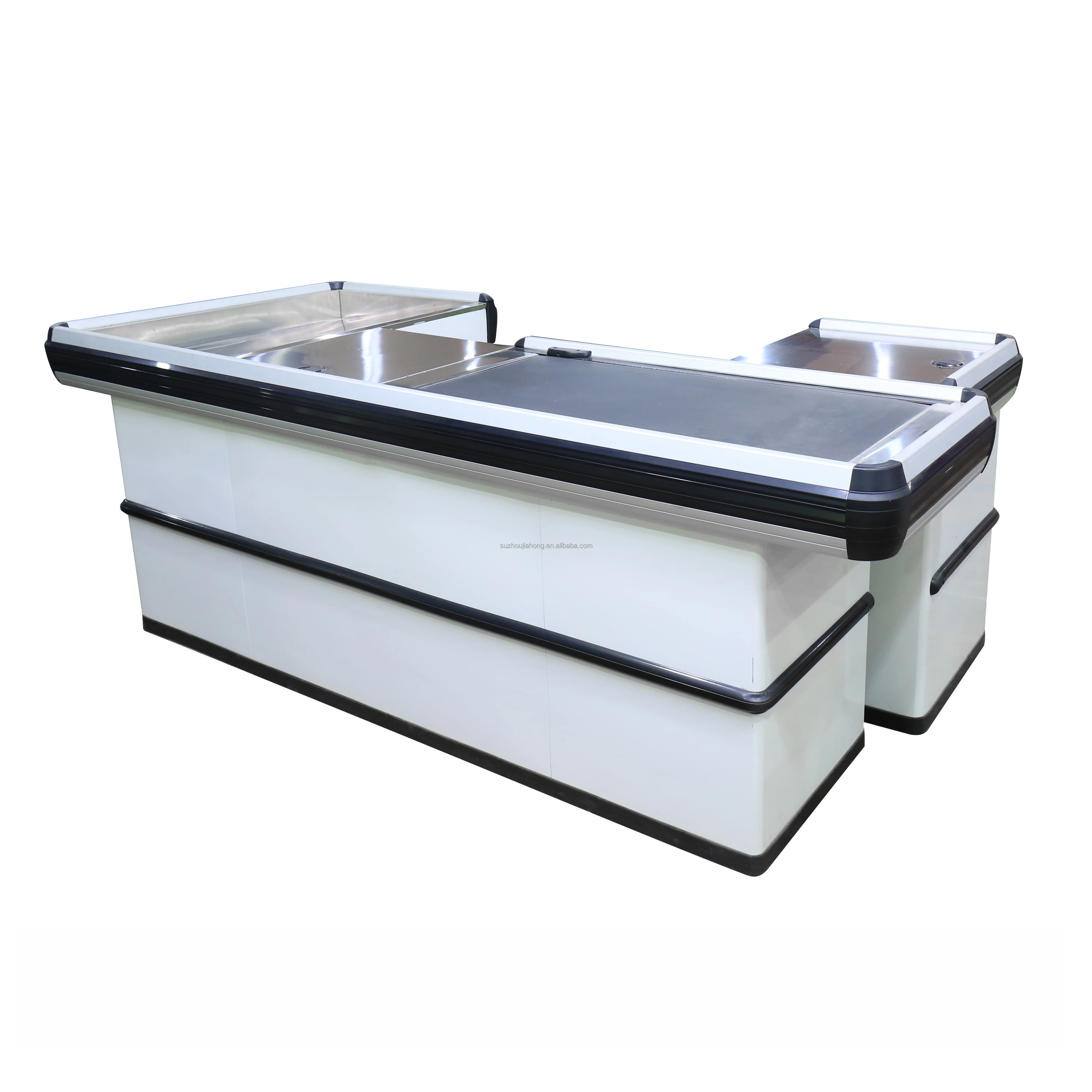 Electric Metal Supermarket Cashier Counter/Cashier Desk/Checkout Counter With Conveyor Belt Retail Store Checkout Counter