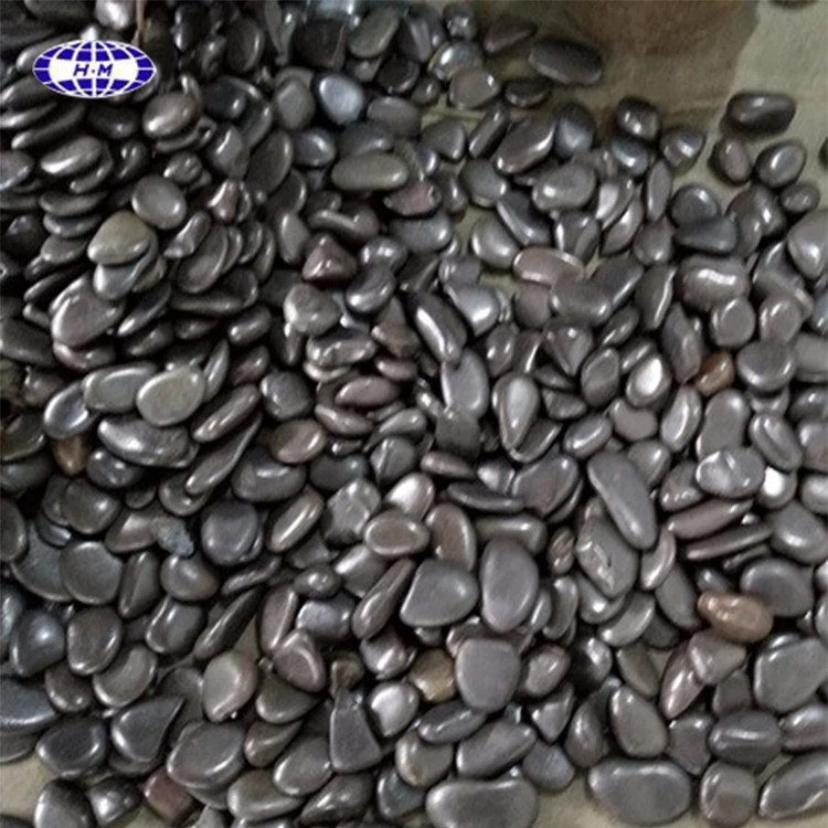 highly polished black pebble stone for garden decoration