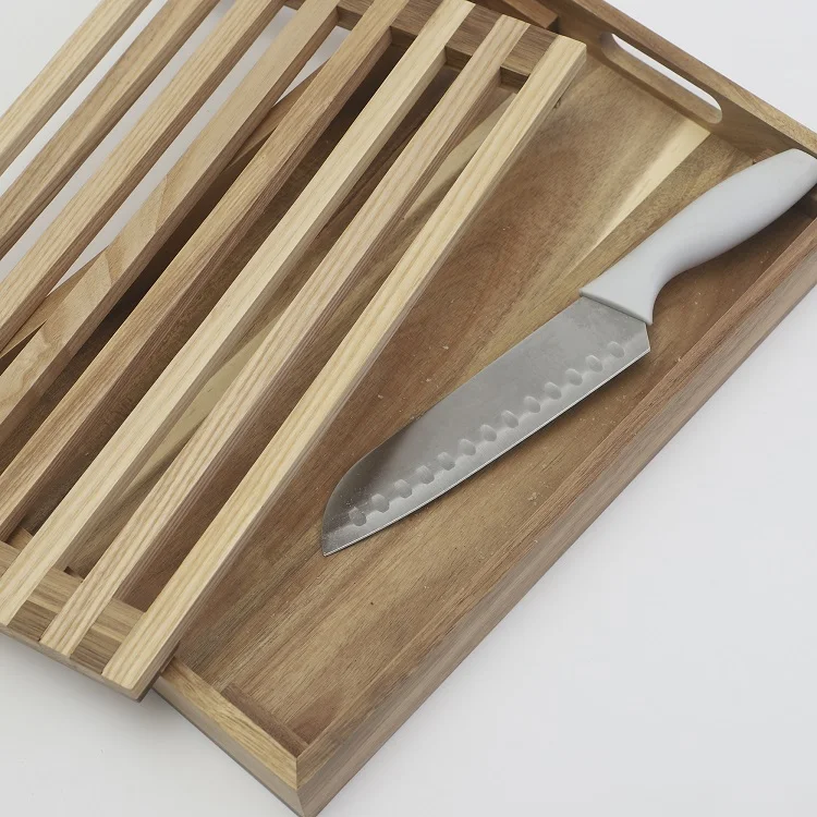 Wooden Cutting Board Catcher Crumb Tray Bread Slicer for Homemade Bread Serving Tray for Kitchen