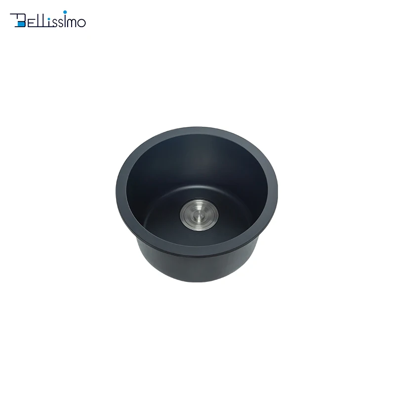 Ls-Y01 Farm Single Bowl Undermount Granite Composite Quartz Black Under Mount Kitchen Sink