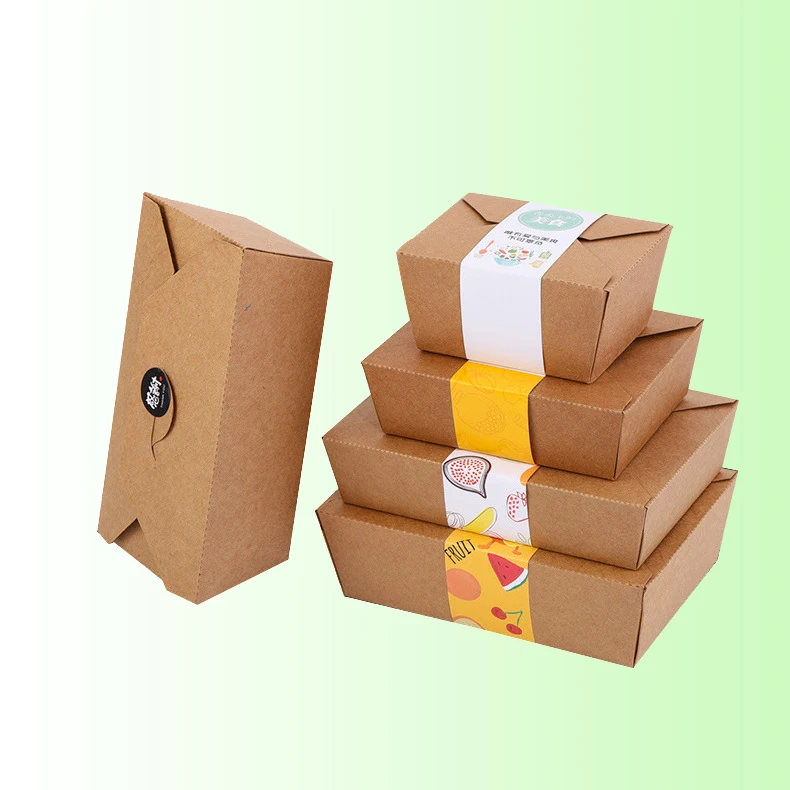 Custom Kraft Paper Takeaway Box Packaging For Food Wholesale Food Grade Kraft Paper Fast-Food Burger Box Packaging