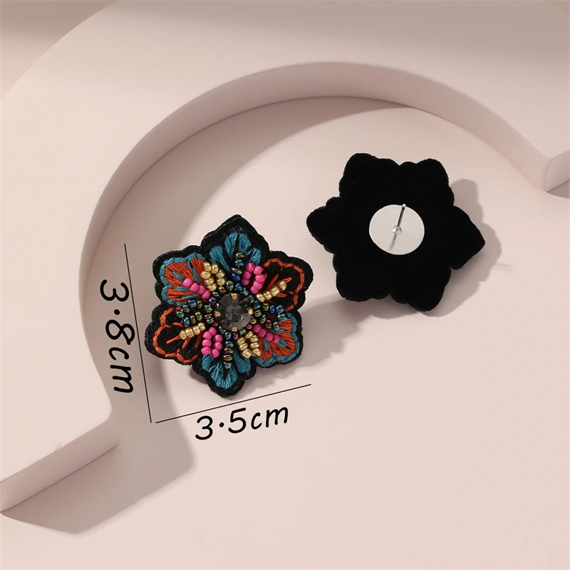 Jewelry Suppliers Selling Handmade Embroidered Stud Earrings Acrylic Floral Stud Earrings Jewelry