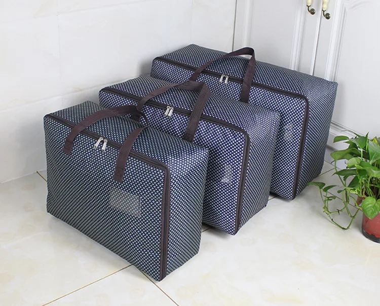 Clothes Quilt Storage Bag High Capacity Wardrobe Clothing Finishing Bag Home Sundries Toys Organizer Bags Solid Color