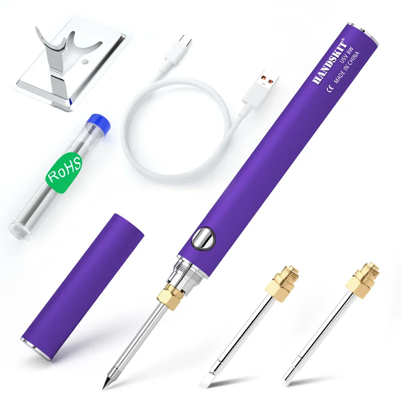 Battery Soldering Iron Set Adjustable Temperature 8W Ceramic Core Heating Portable Home Welding Solder Repair Tools