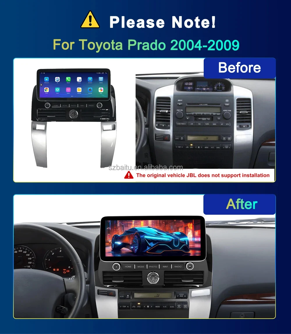 12.3inch For Toyota Land Cruiser Prado LC100 LC120 2002-09 Android Car Radio 2Din Stereo Autoradio Multimedia Player GPS Navi