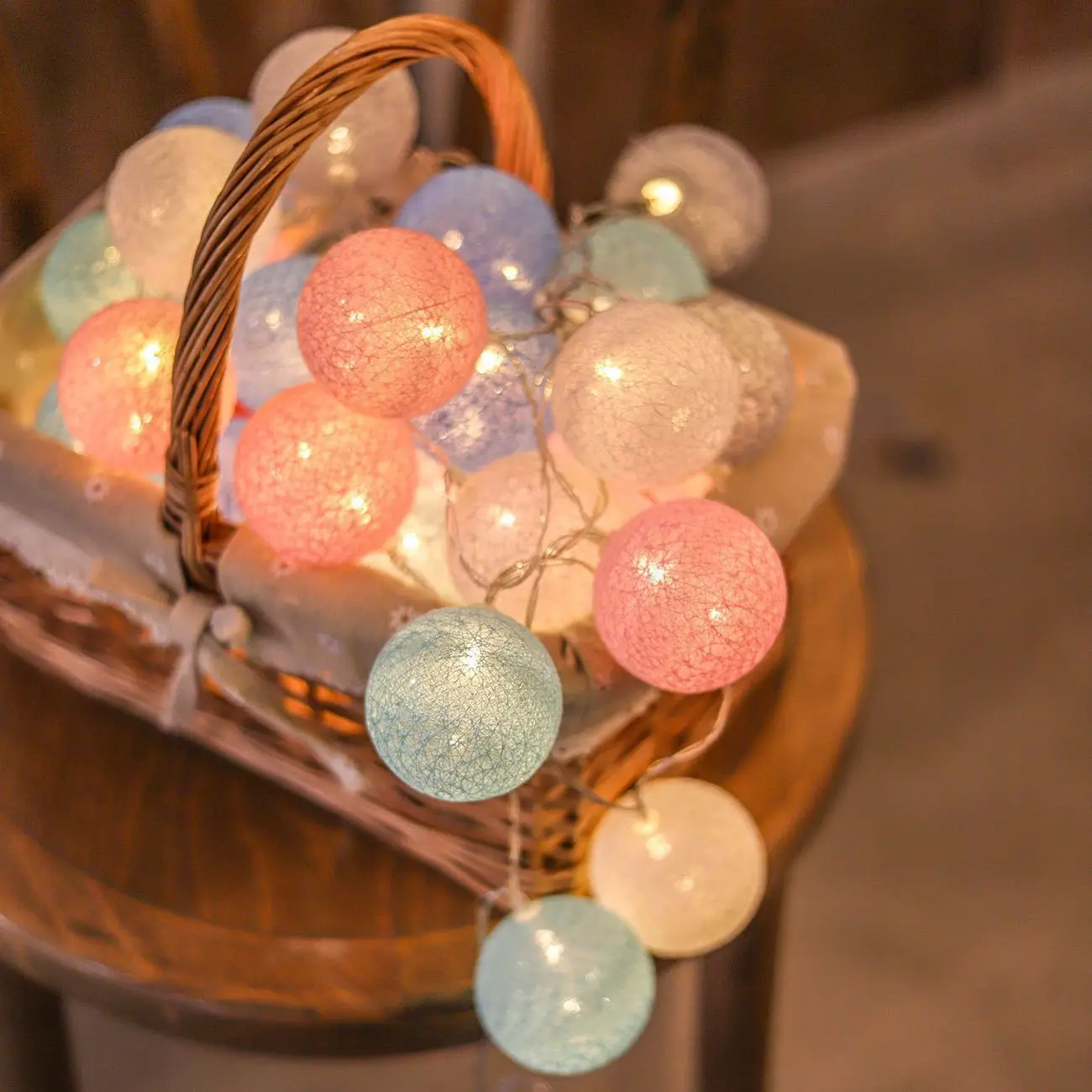 Led 6CM Colorful Cotton Ball String Christmas Holiday Decorative Lights Star Flashing Lights Atmosphere Lights