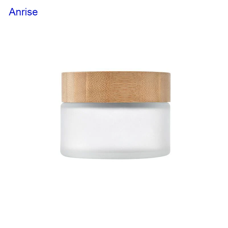 Bamboo Cosmetic Container 5ml 20ml 30ml 50ml 100ml Frosted Clear Glass Cream Jar with Wooden Bamboo Lid