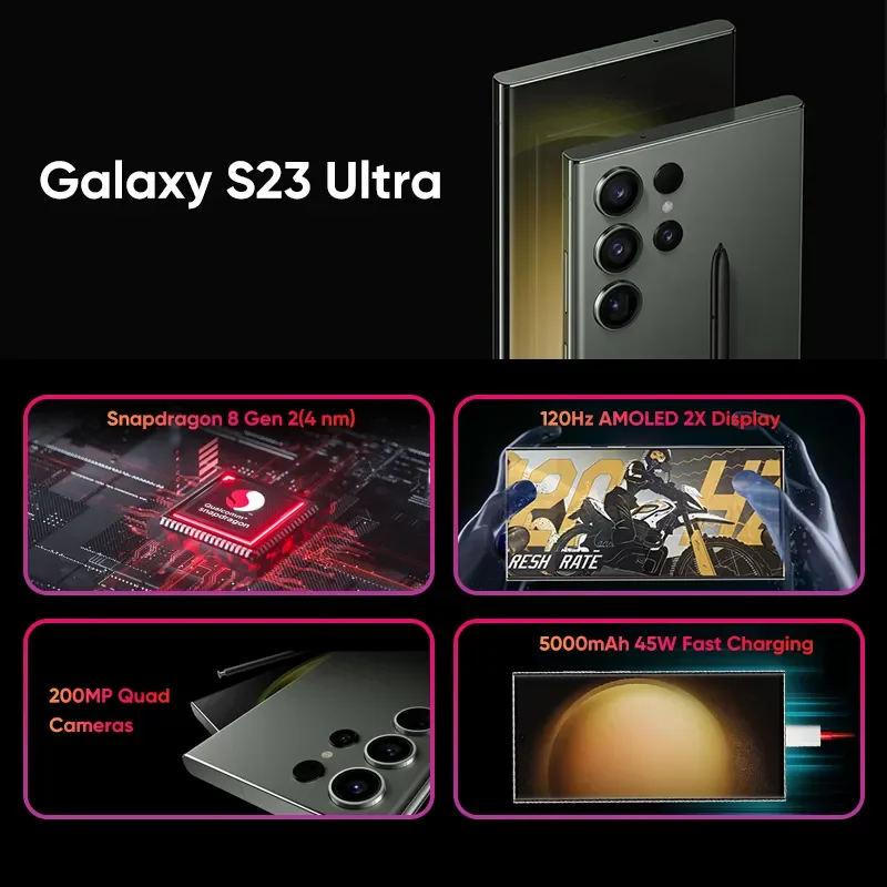 Wholesale Used mobile phones cellphone phone unlock 6.8inch s-pen for samsung Galaxy S23Ultra Android second hand original