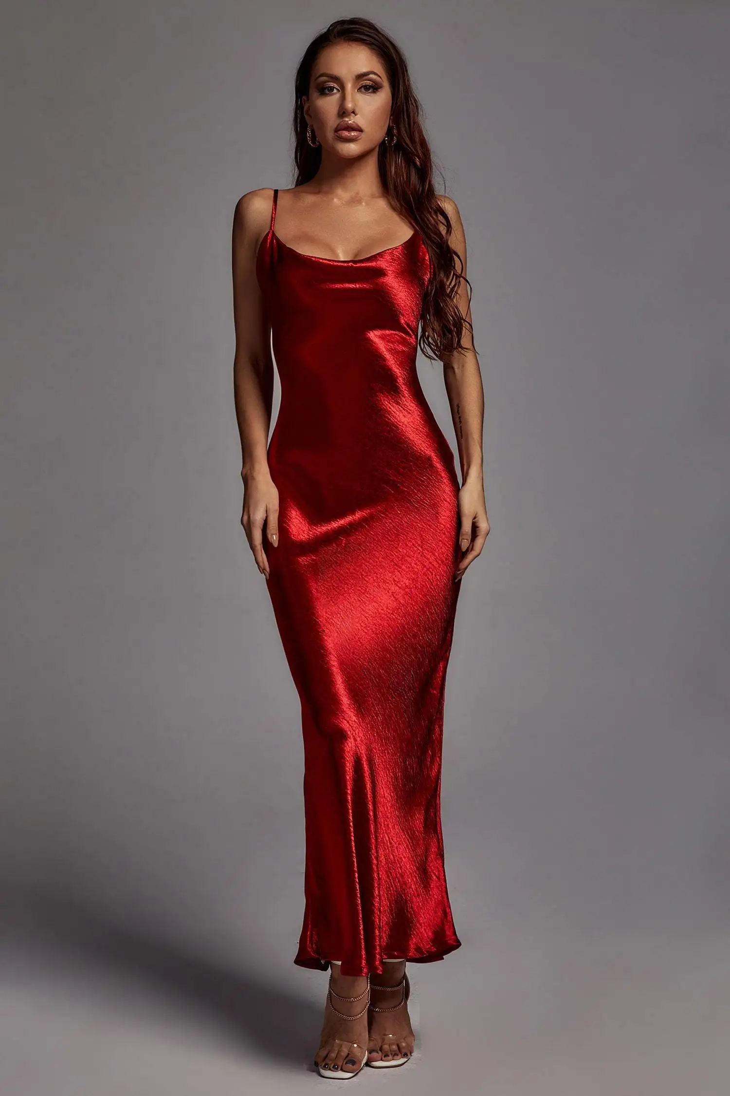 Wholesale Boutique OEM ODM Private Label Red Sexy Bodycon Maxi Prom Party Evening Dresses Women Lady Elegant