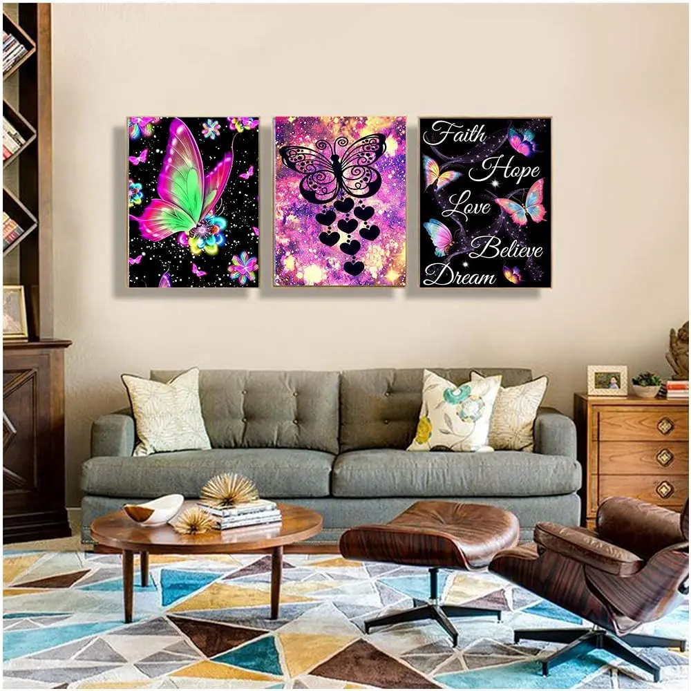 6-Piece DIY 5D Diamond Painting kit Complete Diamond Painting Diamond Painting Art Wall Decoration  Butterfly