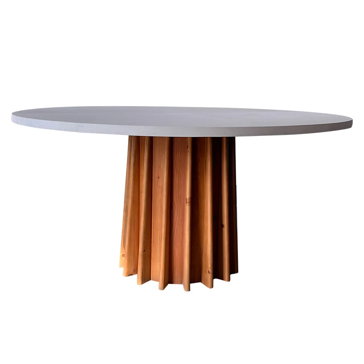 Modern Round Wooden Dinning Table Coffee Table Round Wood Table For Wedding Decoration With Concrete Top