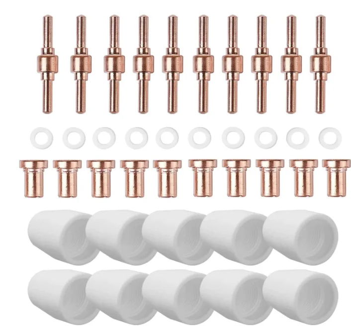 Plasma Cutting Consumable 40pcs PT31 LG40 Tip Nozzle Electrode Extended Shroud Shield Cup Kit