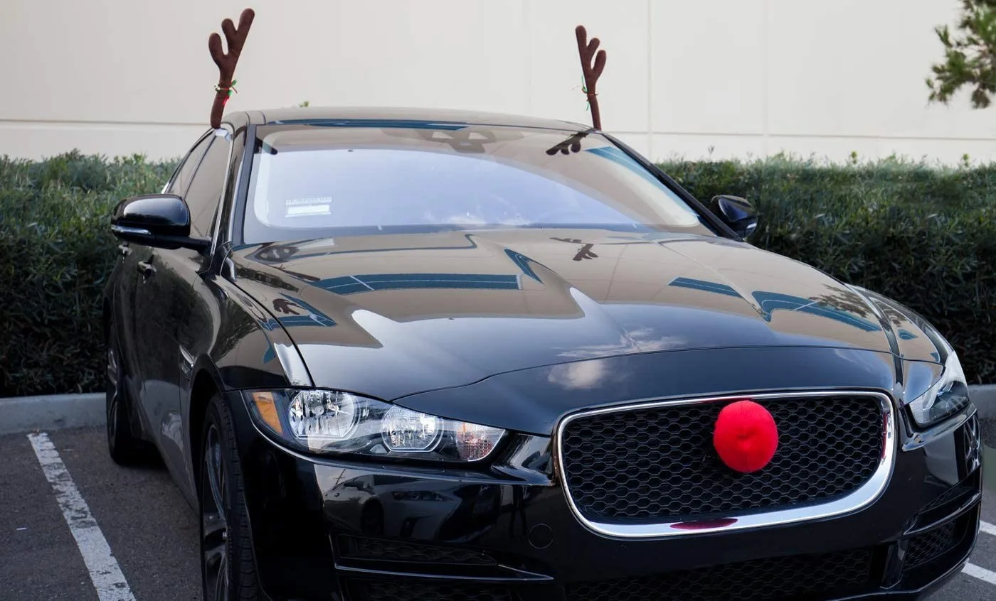 High Quality Vintage Style Christmas Reindeer Car Kit Elk Vehicle Costume Antler Nose Gift Bag Silk Material Outdoor Holidays
