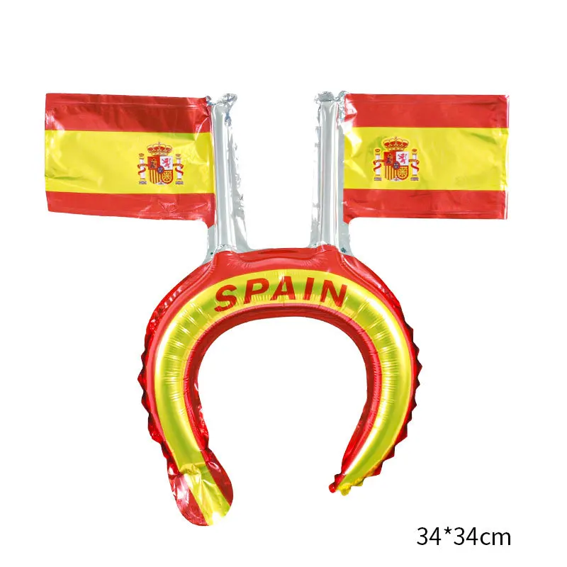 Popular Design Football Mini Flag Headband Inflatable Aluminum Foil Balloon Germany Flag Hair Headband