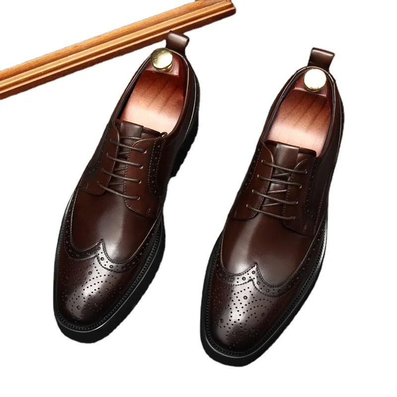 Мужская кожаная обувь Bullock на шнуровке в британском стиле из воловьей кожи однотонная формальная женская размер
