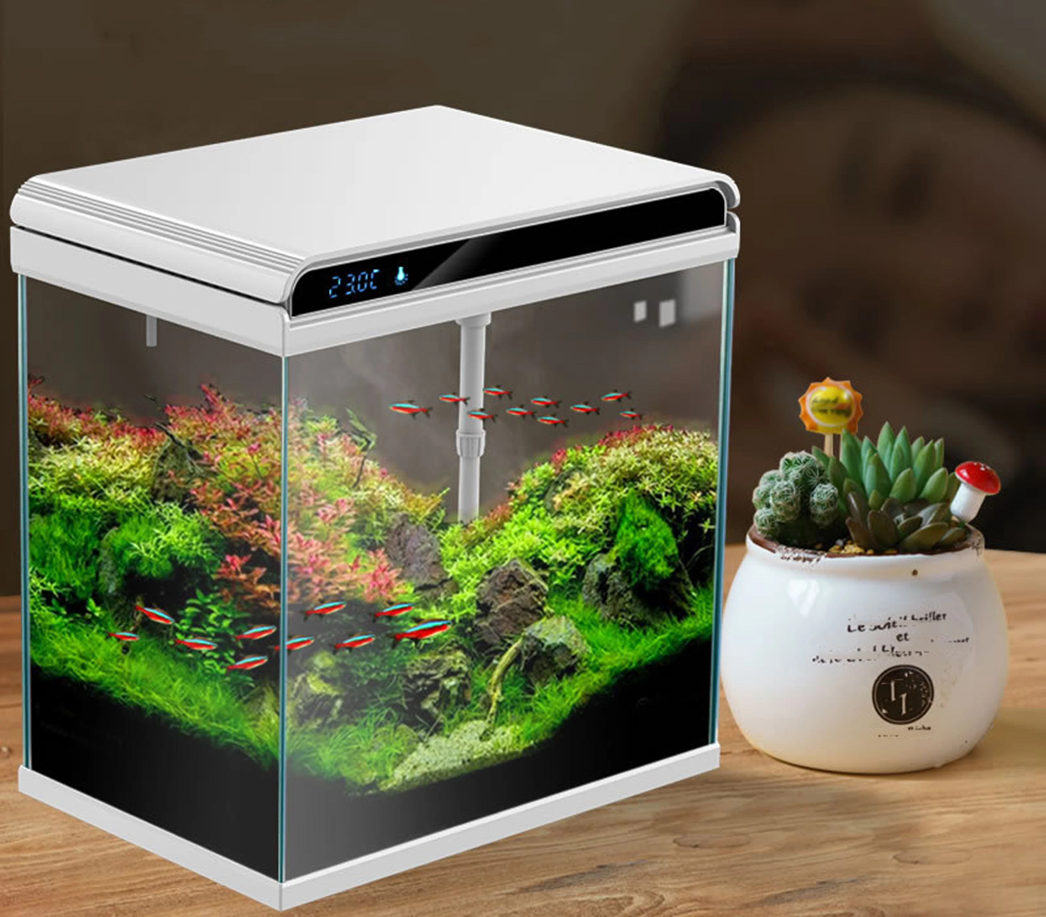 Factory Wholesale aquarium fish tank creative small desktop fish tank ultra-white glass fish tank Aquariums & Accessories