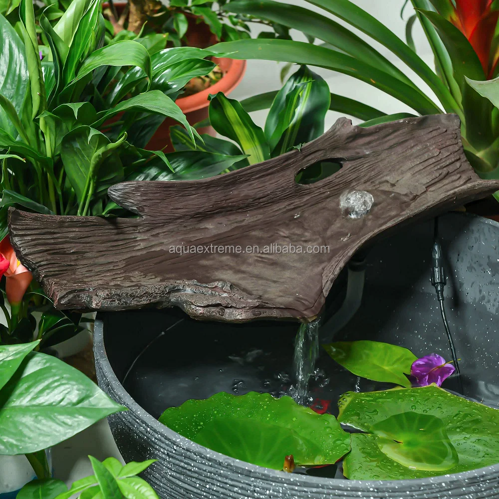 PONDO 20 Inch Wide Artificial Polyresin Cork Bark Fountain DIY Waterfall Fountain with Pump for Outdoor, Indoor, Garden, Office