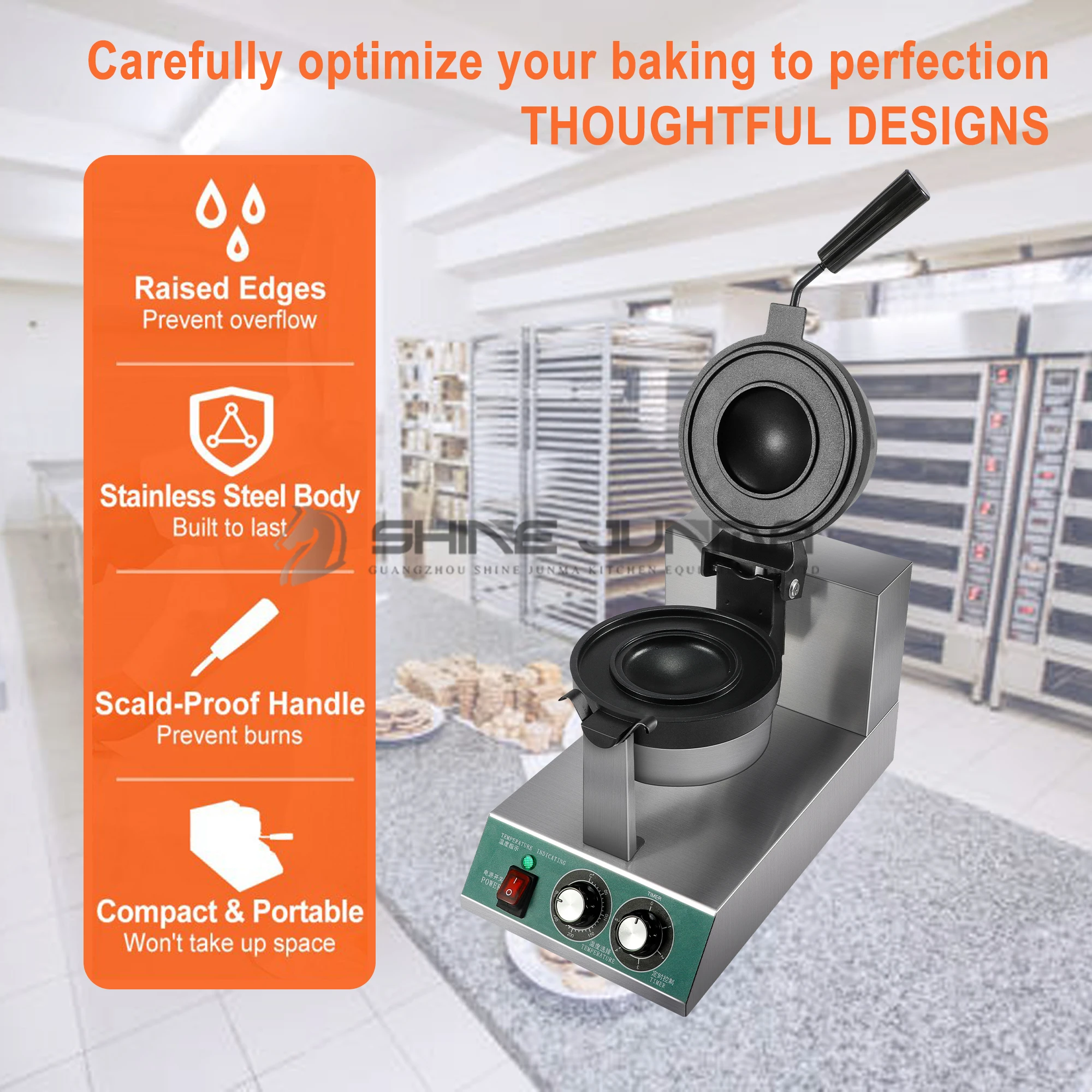 220V Nonstick Panini Press Sandwich Electric Mini Ice Cream Waffle Maker Commercial Ufo Waffle Maker Hamburger Waffle Maker