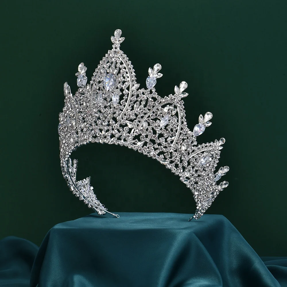 Queen Birthday Party Decoration Big Pageant Zircon Crowns Wedding Headwear Bridal Princess Tiara For Girls