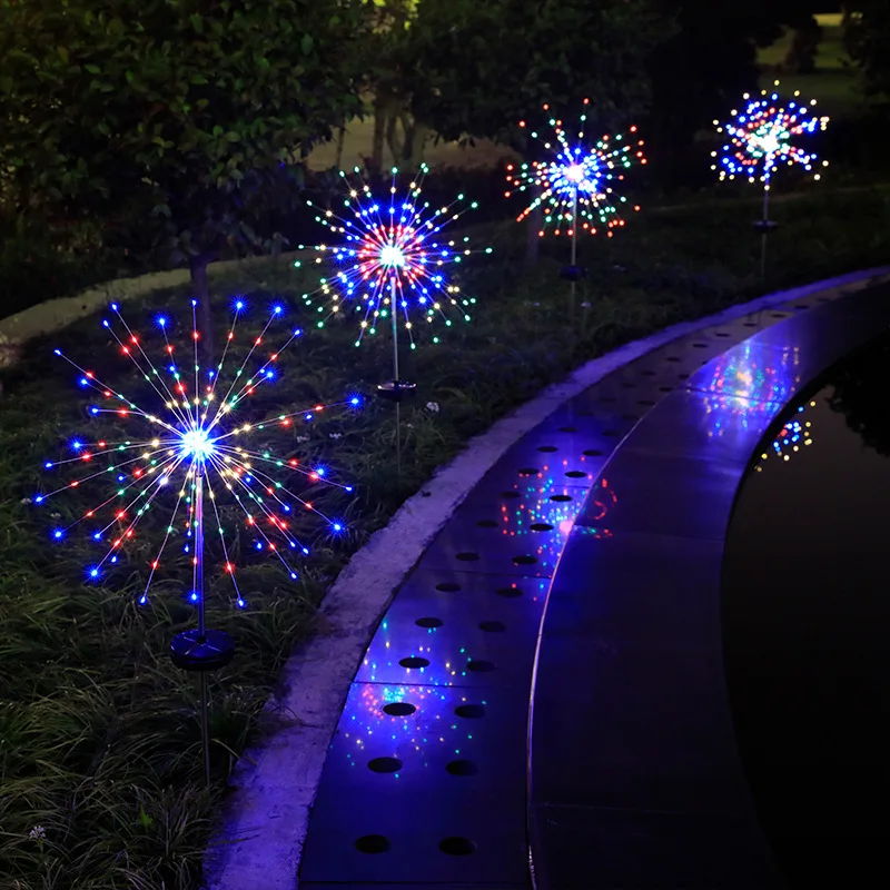 New Design Outdoor Waterproof LED Firework Lights 5V Remote Control Copper Wire Decoration for Home Party Holidays