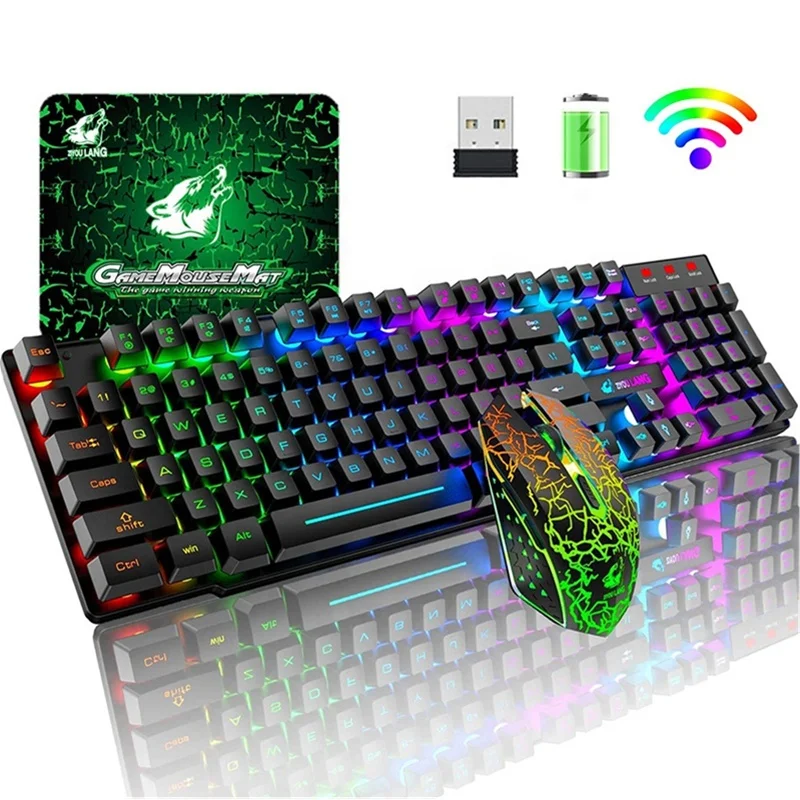  USB 2 4G Беспроводная 3 точек/дюйм Регулируемая компьютерная клавиатура и мышь с