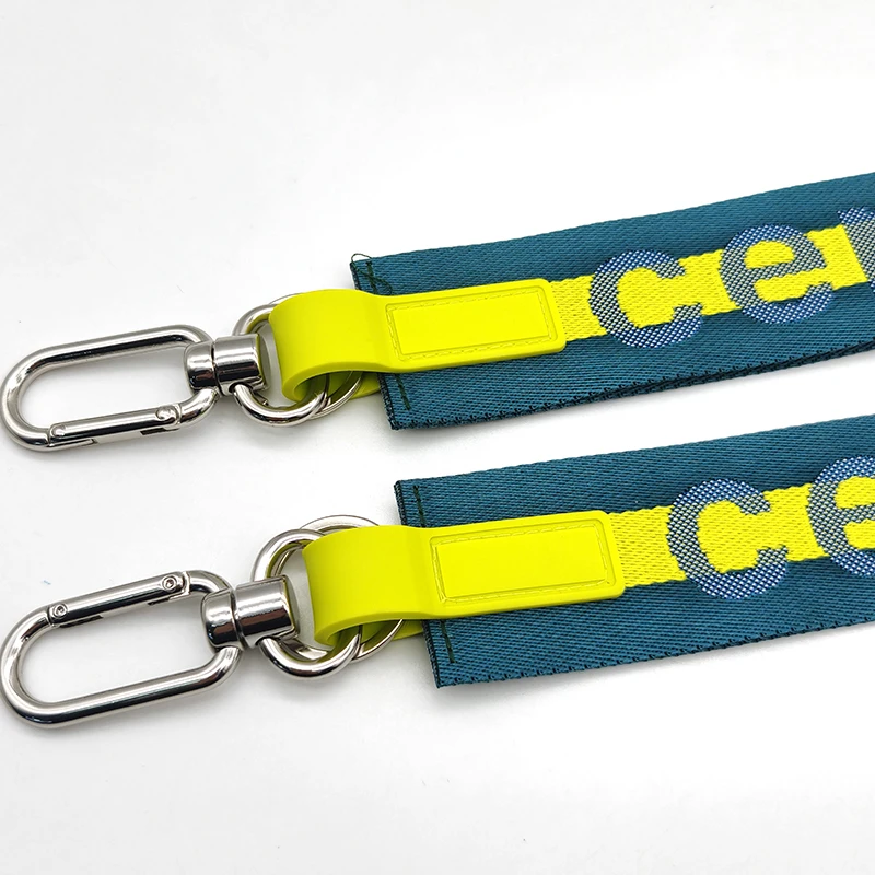 Hot Sales Lulu Short Strap Keychain Custom Jacquard Logo  Nylon Strap with Portable Key Chain For Durable Using