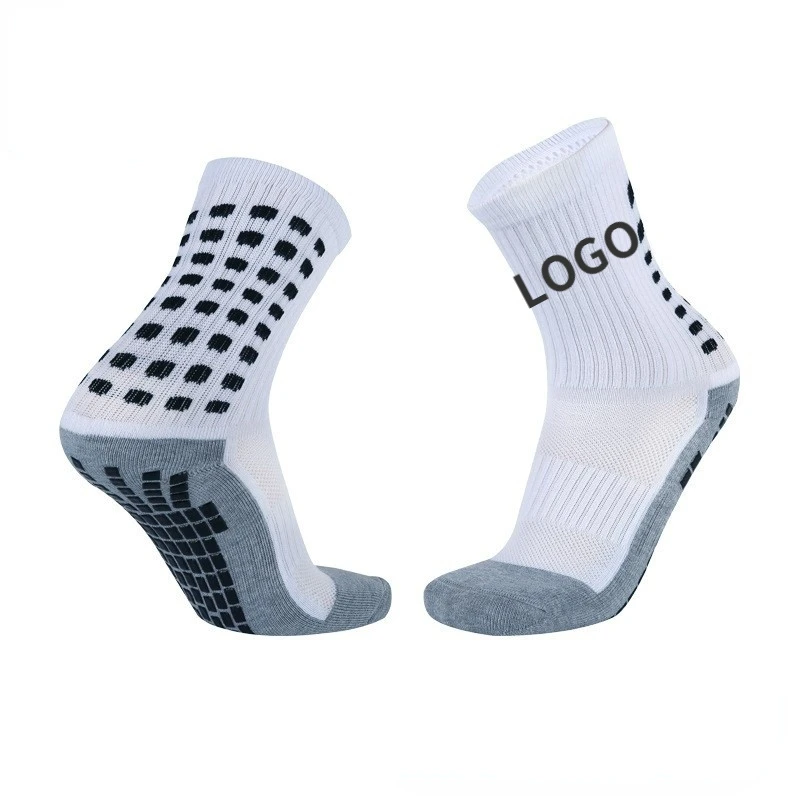 Custom Grip Football Anti-Slip Soccer Socks White Custom Logo Pattern Sport Elite Socks