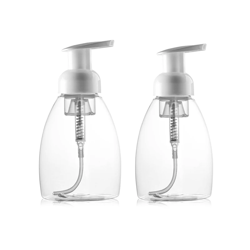 Wholesale PET 250ml 300ml plastic liquid dish soap foam mousse bottle with pump dispenser for face cleaner cosmetic packaging