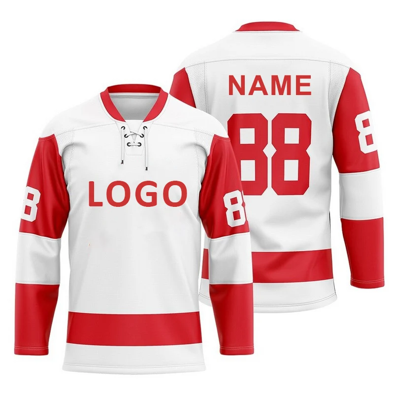 Custom Oem 100%  Polyester Embroidered Youth Double Sided  Team Mens Hockey Jersey