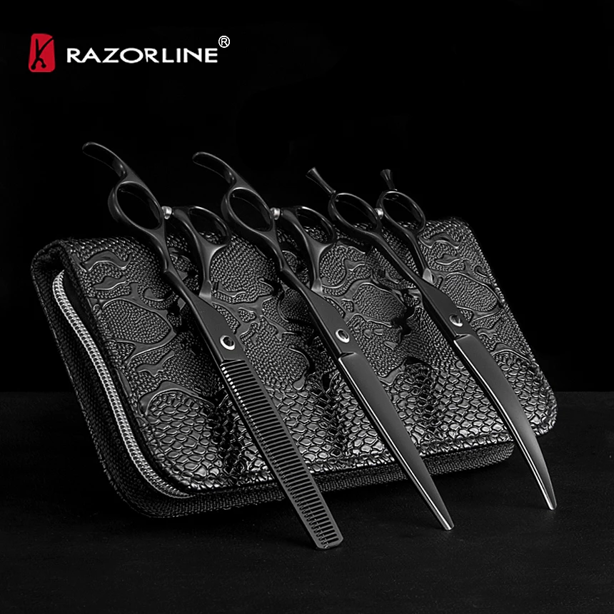 Dog Shears Kit Dog Thinning Scissors SUS420J2+ Stainless Steel Dog Scissors Set  Curved Shears