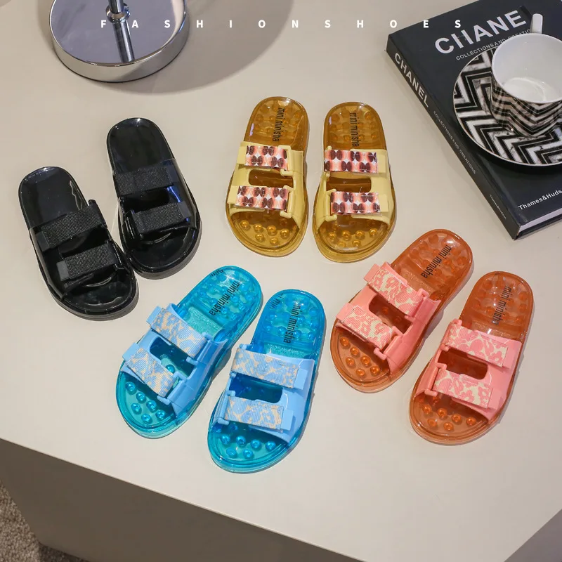 New Fashion Non Slip Children Kids Girls Summer Slide Sandals Cute Transparent Soft Slippers Shower Waterproof Beach Outdoor