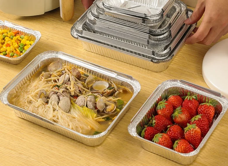 Wholesale Food-grade Rectangular Aluminum Foil PanTake-out Foil Trays Disposable Tray for Cake Bakery Fast Food Foil Container