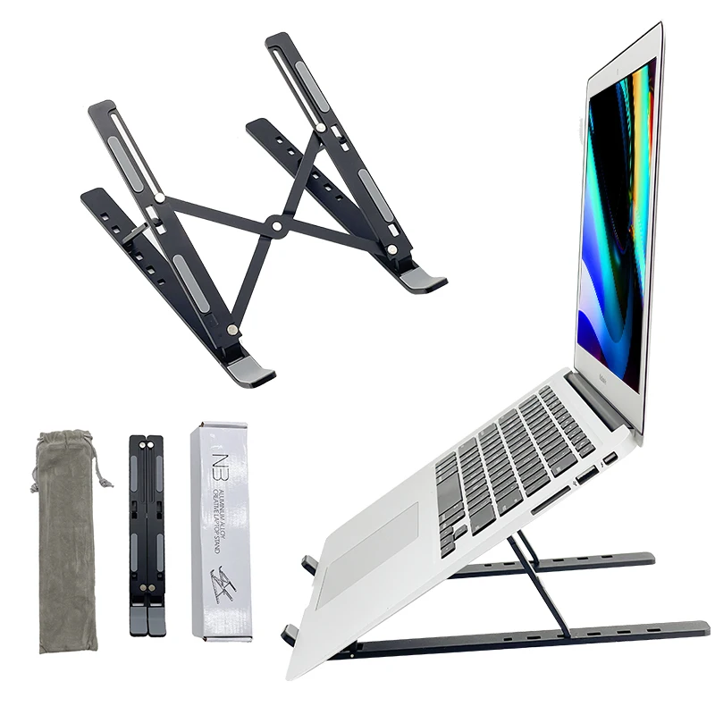 Portable Foldable Aluminum Laptop Holder Riser Adjustable Mini Laptop Stand For MacBook Air, Macbook Pro, HP, Dell, Lenovo